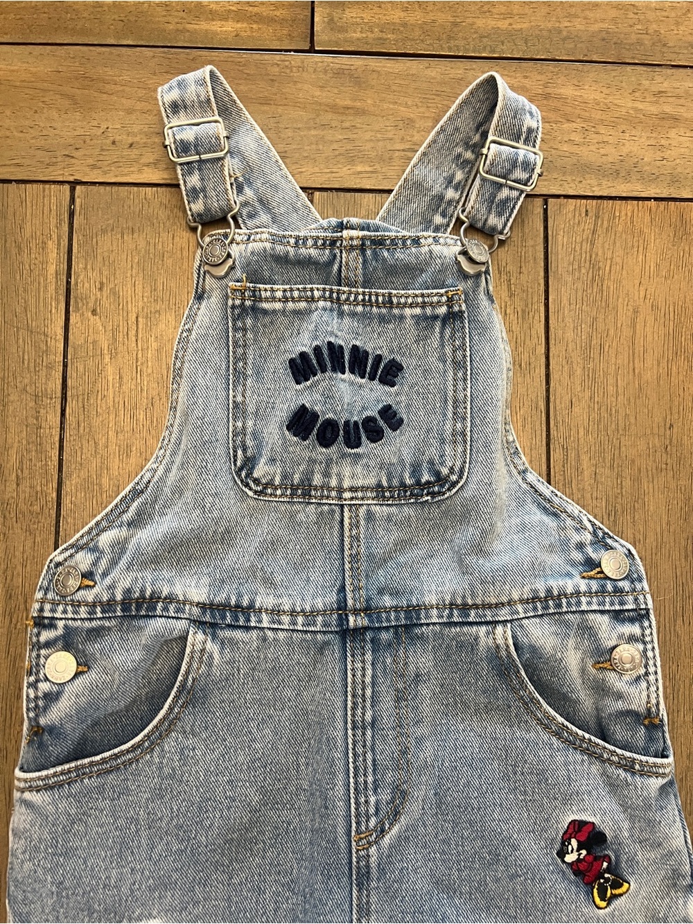 Disney Denim Overalls with Minnie Embroidery - Light Blue
